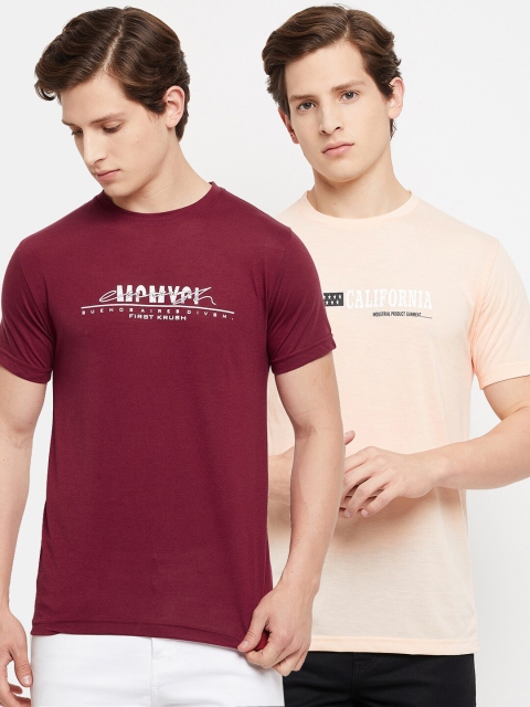 

FirstKrush Men Maroon & Peach-Coloured Typography 2 T-shirt