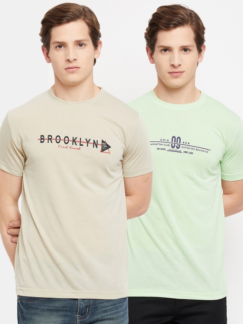 

FirstKrush Men Beige & Green Typography 2 T-shirt
