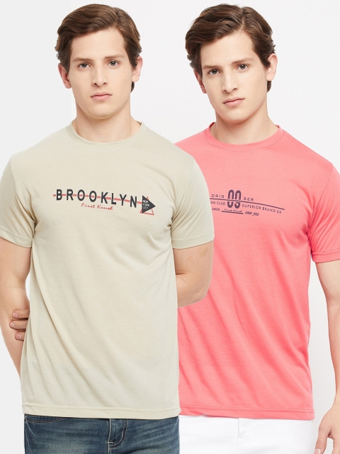 

FirstKrush Men Beige & Peach-Coloured Typography 2 T-shirt