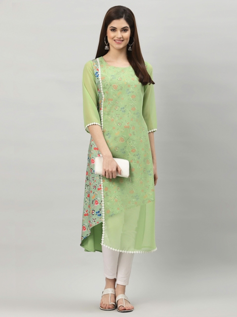 

ALC Creations Women Green Floral Printed Crepe Kurta