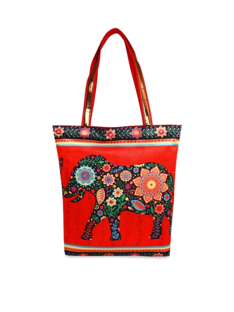 

Sabhyata Multicoloured Ethnic Motifs Printed Structured Handheld Bag, Multi