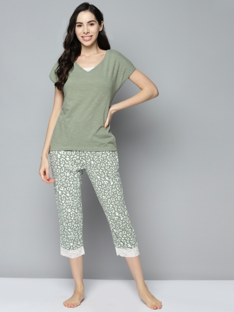 

VividArtsy Women Green Night suit
