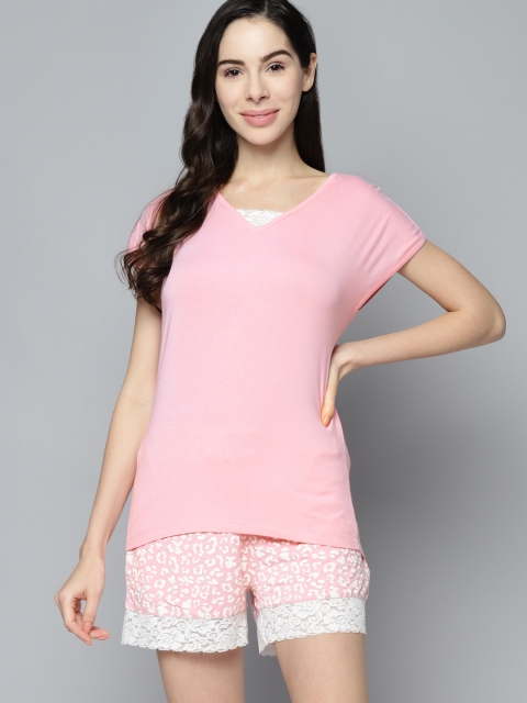 

VividArtsy Women Pink Night suit