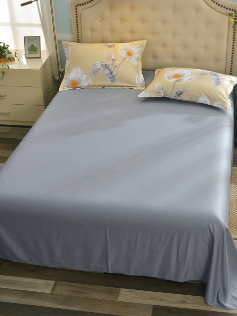 

JC Collection Yellow & Grey Printed Double King Bedding Set