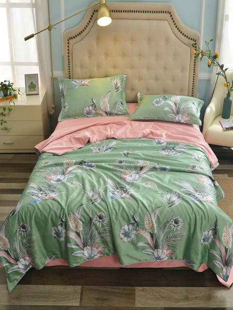 

JC Collection Green & Beige Printed Double Queen Bedding Set
