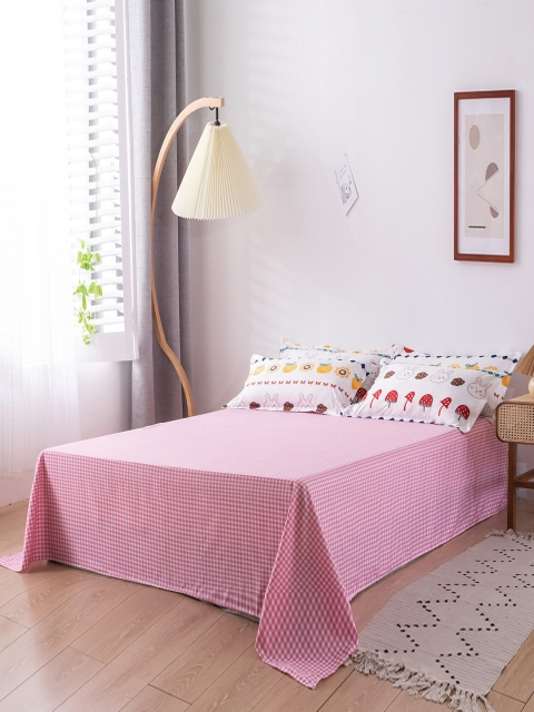 

JC Collection White & Pink Printed Double Queen Bedding Set