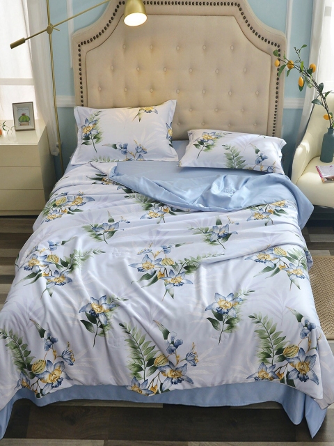 

JC Collection Blue & White Printed Double Queen Bedding Set