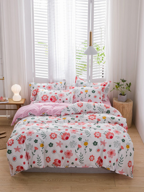 

JC Collection Pink & White Floral Printed Bedding Set, Multi