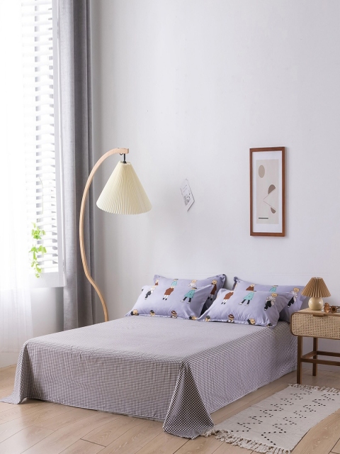 

JC Collection Grey & White Printed Double King Bedding Set
