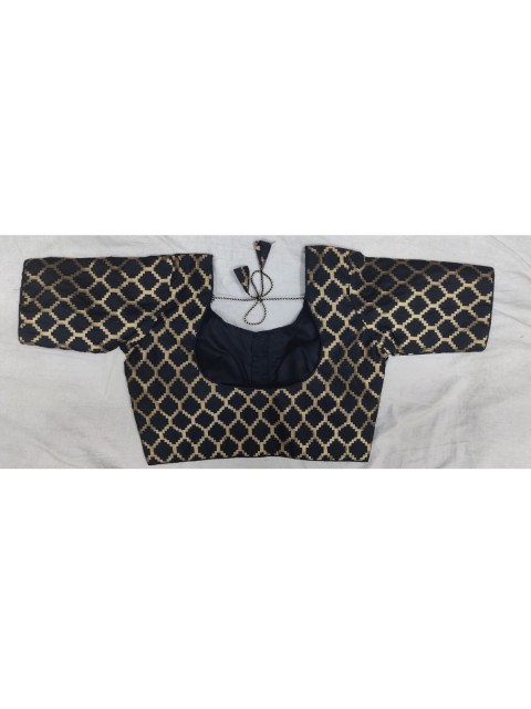 

Ansar Creation Women Black & Gold Colored Printed Saree Blouse