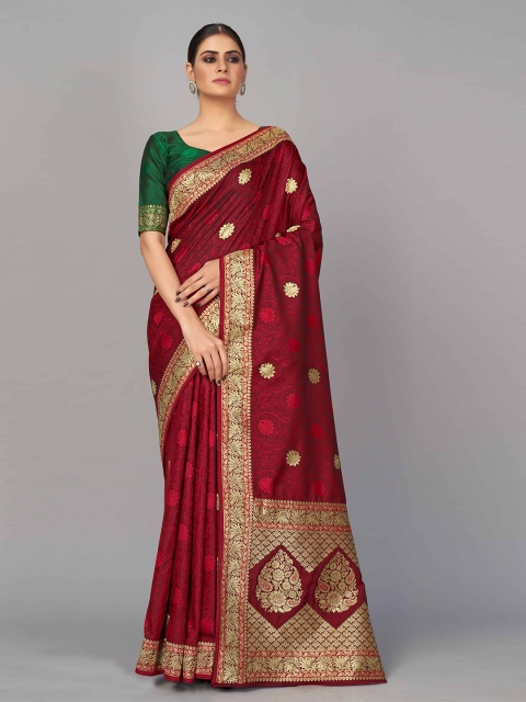 

MONJOLIKA FASHION Red & Gold-Toned Woven Design Silk Blend Banarasi Saree