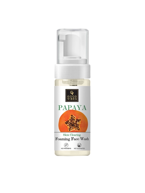 

Good Vibes Papaya Skin Clearing Foaming Face Wash with Aloevera & Neem 150 ml, White
