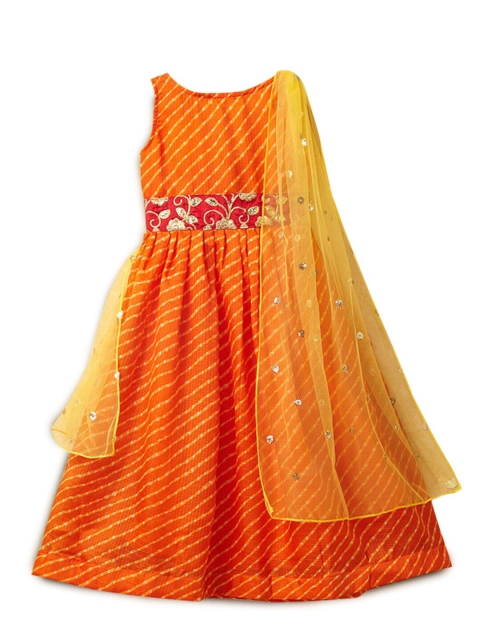 

Hopscotch Orange Ethnic Dress