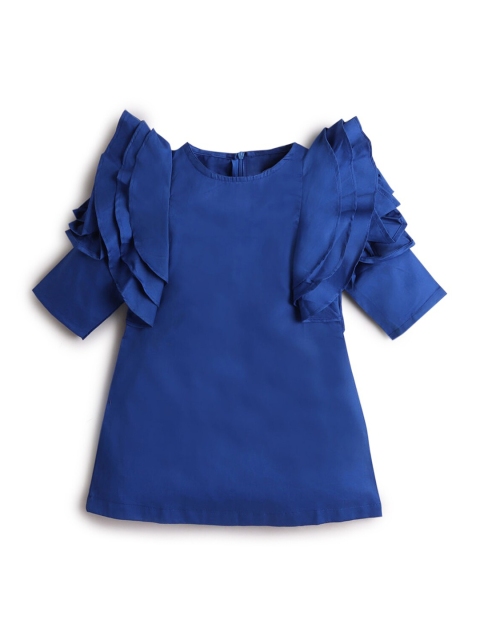 

Hopscotch Kids Royal Blue Round Neck A-Line Dress
