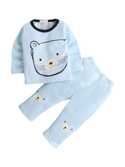 

Hopscotch Boys Blue & Black Printed Night suit