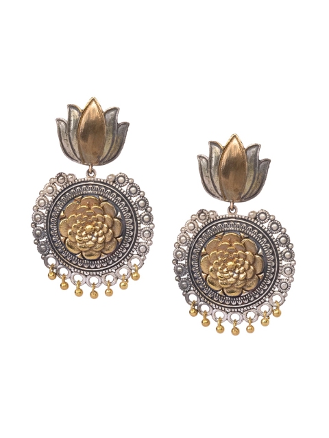 

INDYA Silver-Toned Contemporary Drop Earrings