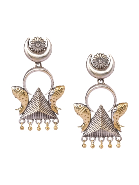 

INDYA Silver-Toned Contemporary Drop Earrings