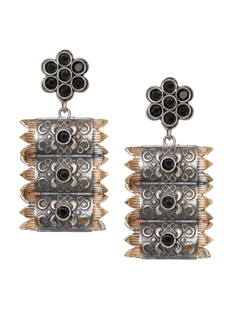 

INDYA Black Contemporary Jhumkas Earrings
