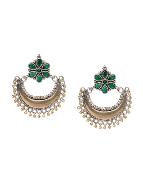 

INDYA Green Contemporary Chandbalis Earrings