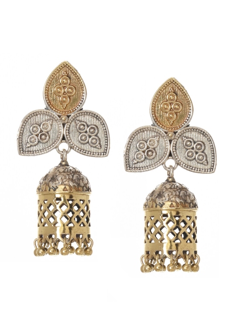 

INDYA Silver-Toned Contemporary Jhumkas Earrings
