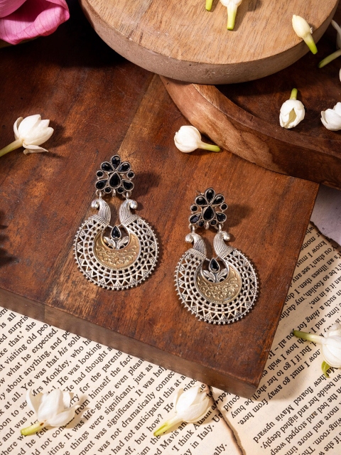 

INDYA Black Contemporary Chandbalis Earrings