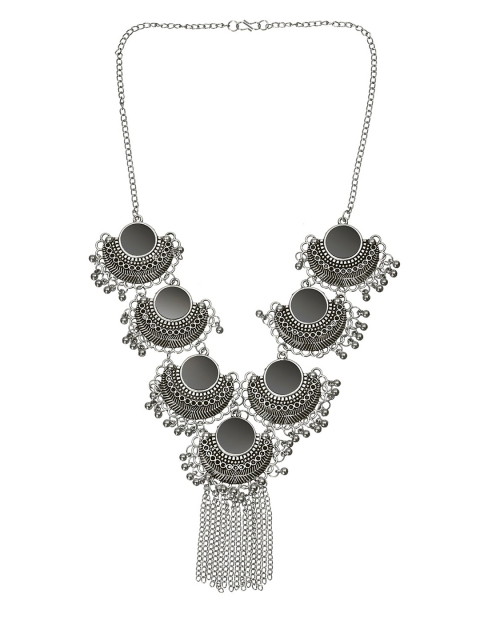 

INDYA Oxidised Silver-Plated Ghungroo Necklace