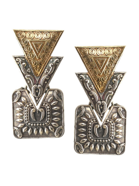 

INDYA Silver-Toned Contemporary Drop Earrings