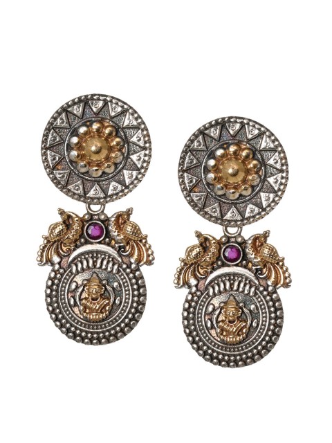 

INDYA Silver-Toned Contemporary Drop Earrings
