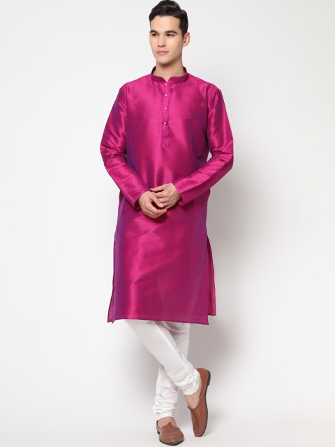 

LAGAAV Men Magenta Dupion Silk Kurta with Pyjamas