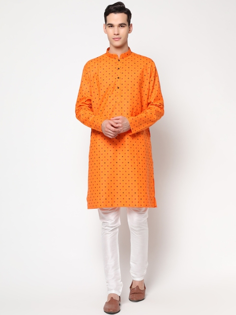 

LAGAAV Men Mustard Yellow Printed Pure Cotton Kurta with Pyjamas
