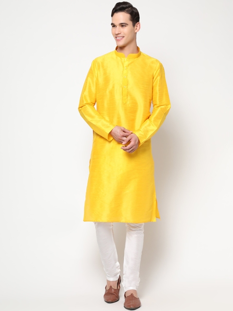 

LAGAAV Men Yellow Dupion Silk Kurta with Churidar