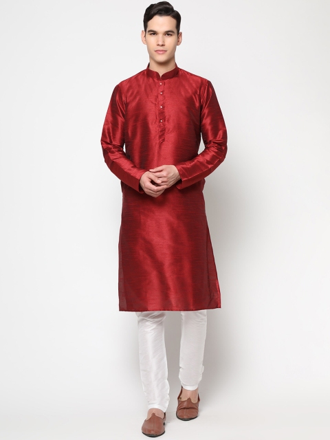 

LAGAAV Men Maroon Dupion Silk Kurta with Churidar