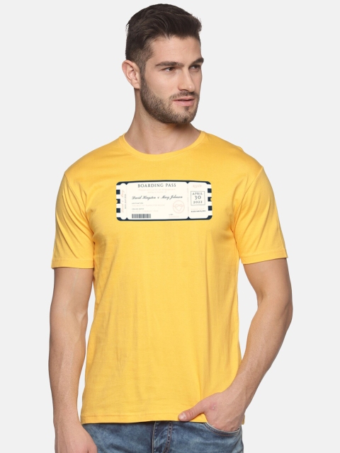 

BLACK RADIO Men Yellow Printed Slim Fit T-shirt