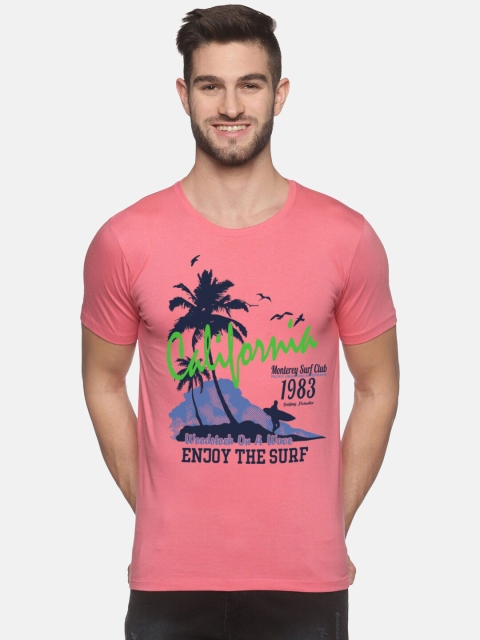 

BLACK RADIO Men Pink Printed Tropical Slim Fit T-shirt