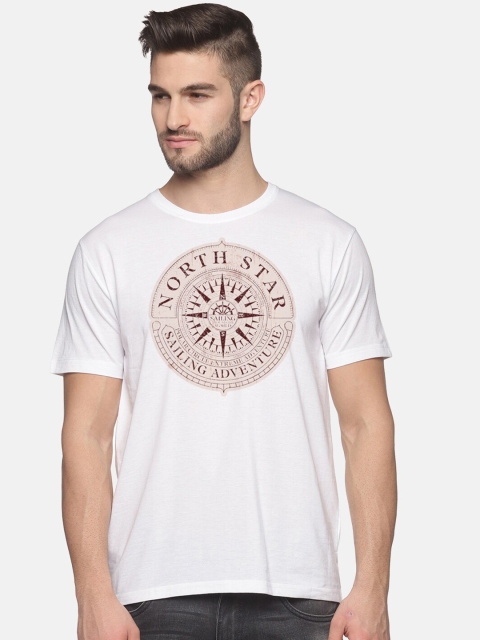 

BLACK RADIO Men White Printed Slim Fit T-shirt