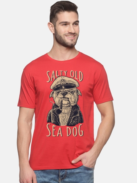 

BLACK RADIO Men Red Printed Slim Fit T-shirt