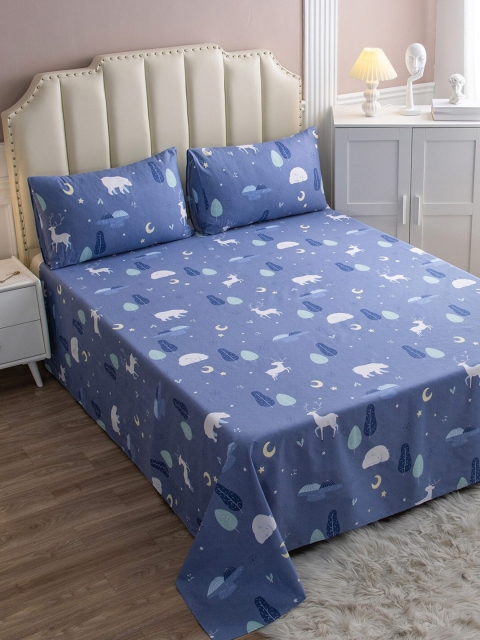 

JC Collection Blue & White 200 TC Cotton Single Bedsheet