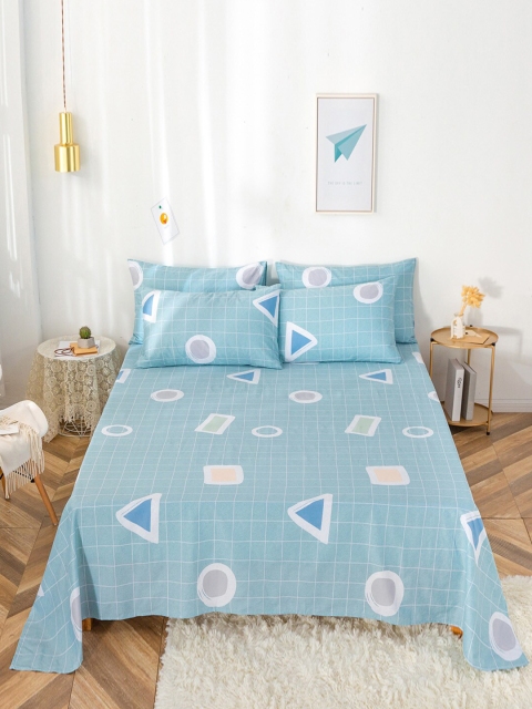 

JC Collection Blue & White Geometric 200 TC King Bedsheet with 2 Pillow Covers
