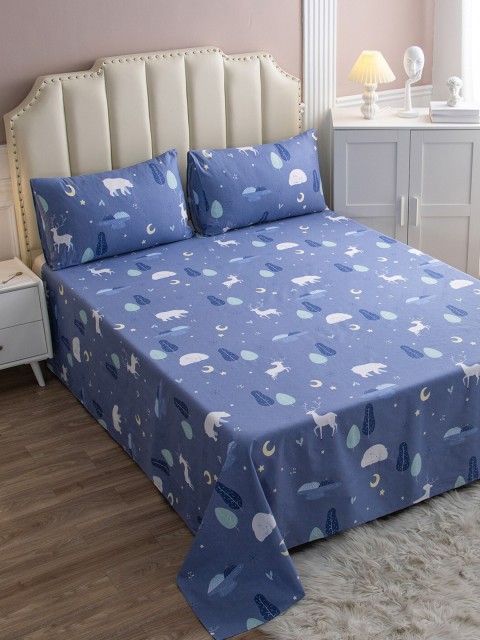 

JC Collection Multicoloured 200 TC Cotton Queen Bedsheet, Multi