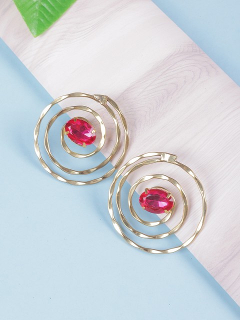 

DIVA WALK EXCLUSIVE Red Circular Studs Earrings