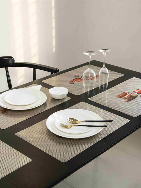 

Clasiko Set Of 6 Gold & Beige Printed Table Placemats