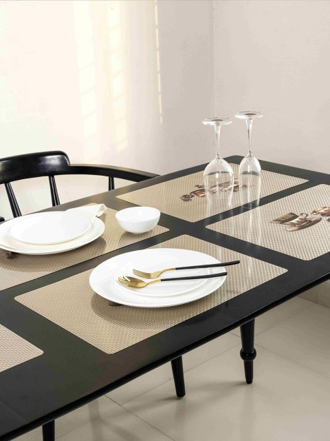 

Clasiko Set Of 6 Embroidered Table Placemats, Brown