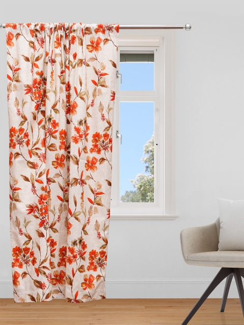 

ZEBA Orange & Off White Floral Door Curtain