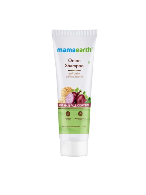 

Mamaearth Onion Hair Fall Shampoo for Hair Growth with Onion Oil & Plant Keratin -25ml, Transparent