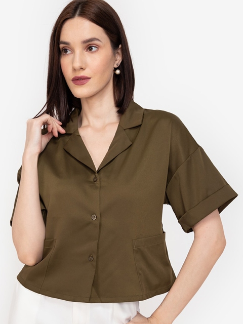 

ZALORA WORK Women Green Regular Fit Solid Casual Shirt