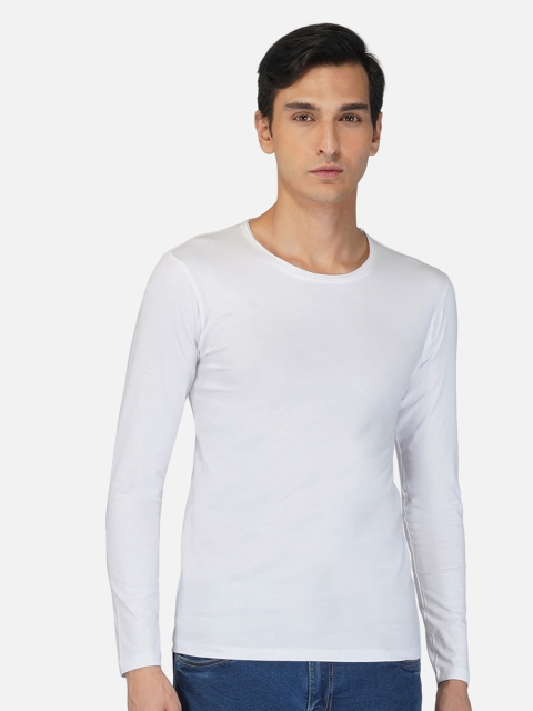 

Tinted Men White Solid Slim Fit T-shirt