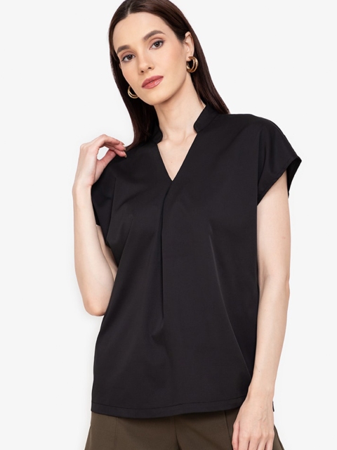 

ZALORA WORK Black Mandarin Collar Top