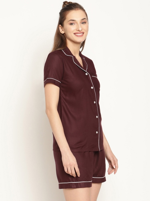 

COASTLAND Women Maroon Night suit