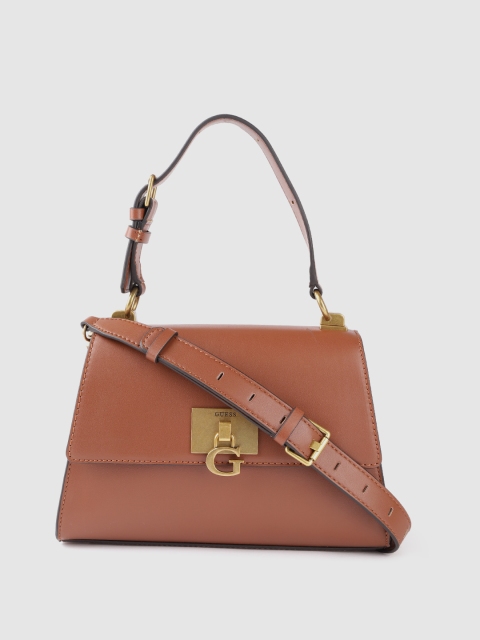

GUESS Women Tan Brown Solid Structured Handheld Bag