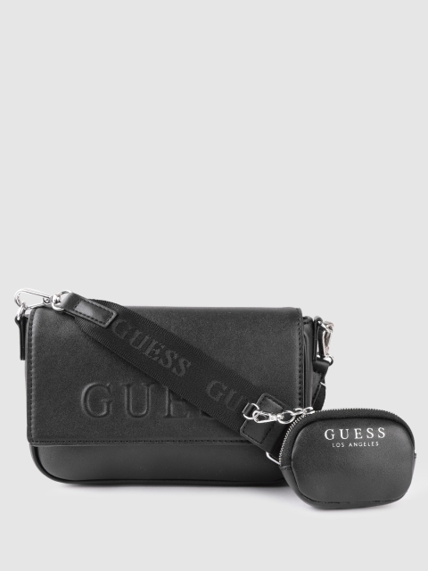 

GUESS Women Black Solid Structured Sling Bag